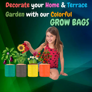 HDPE UV Protected Round Plants Grow Bags 9X9 Inch Pack of 8 Multicolored Suitable for Terrace and Vegetable Gardening