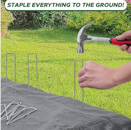 100 Pieces, 6-Inch Heavy-Duty 11 Gauge Steel Ground Garden Staples, Lawn Landscape Staples, Weed Fabric Staple, Sod Anchor Securing Pegs