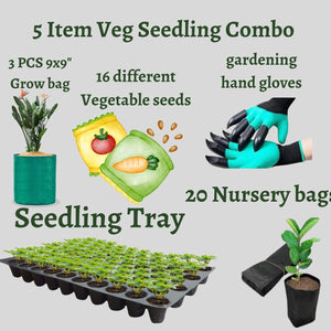 16 Vegetable Seedling, 5 Combo grow Kit your Garden