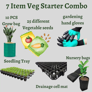 25 Vegetable Starter Kit, 7 Combo Grow Kit for your Garden
