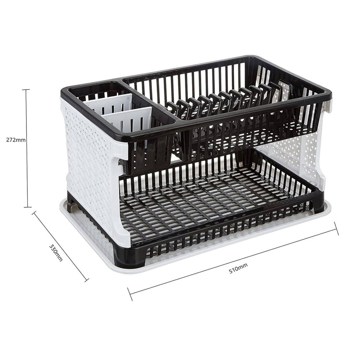 Plastic Dish Drainer 2 Layer Kitchen Dish Organizer Storage Rack, Cutlery Utensil, Vegetable Drying Drain & Storage Stand with Water Storing Tray - Singhal Mart