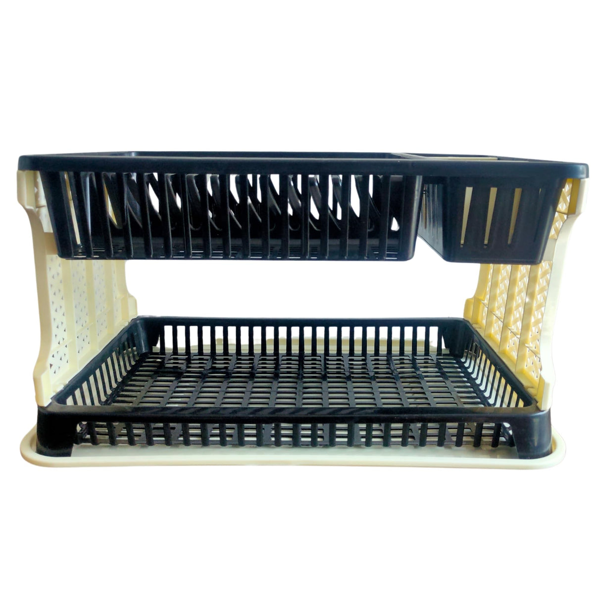 Plastic Dish Drainer 2 Layer Kitchen Dish Organizer Storage Rack, Cutlery Utensil, Vegetable Drying Drain & Storage Stand with Water Storing Tray - Singhal Mart