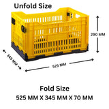 Yellow Collapsible Foldable Basket Multipurpose size 525mm x 345mm x 290mm - Singhal Mart