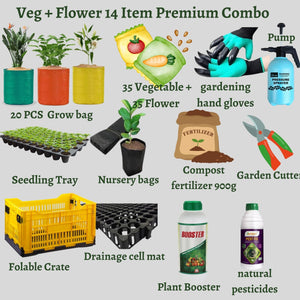 35 Flower & 35 Veg Premium Combo Grow Kit, 14 items in One for your Garden