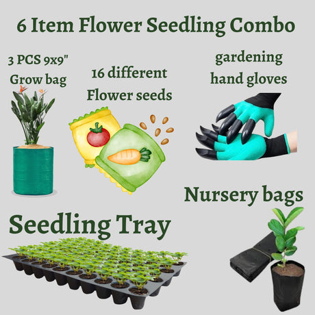 16 Flower Seedling, 5 Combo grow Kit your Garden - Singhal Mart